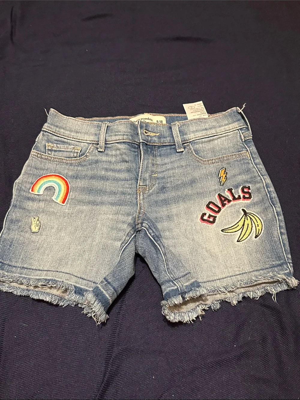 abercrombie kids light blue denim shorts